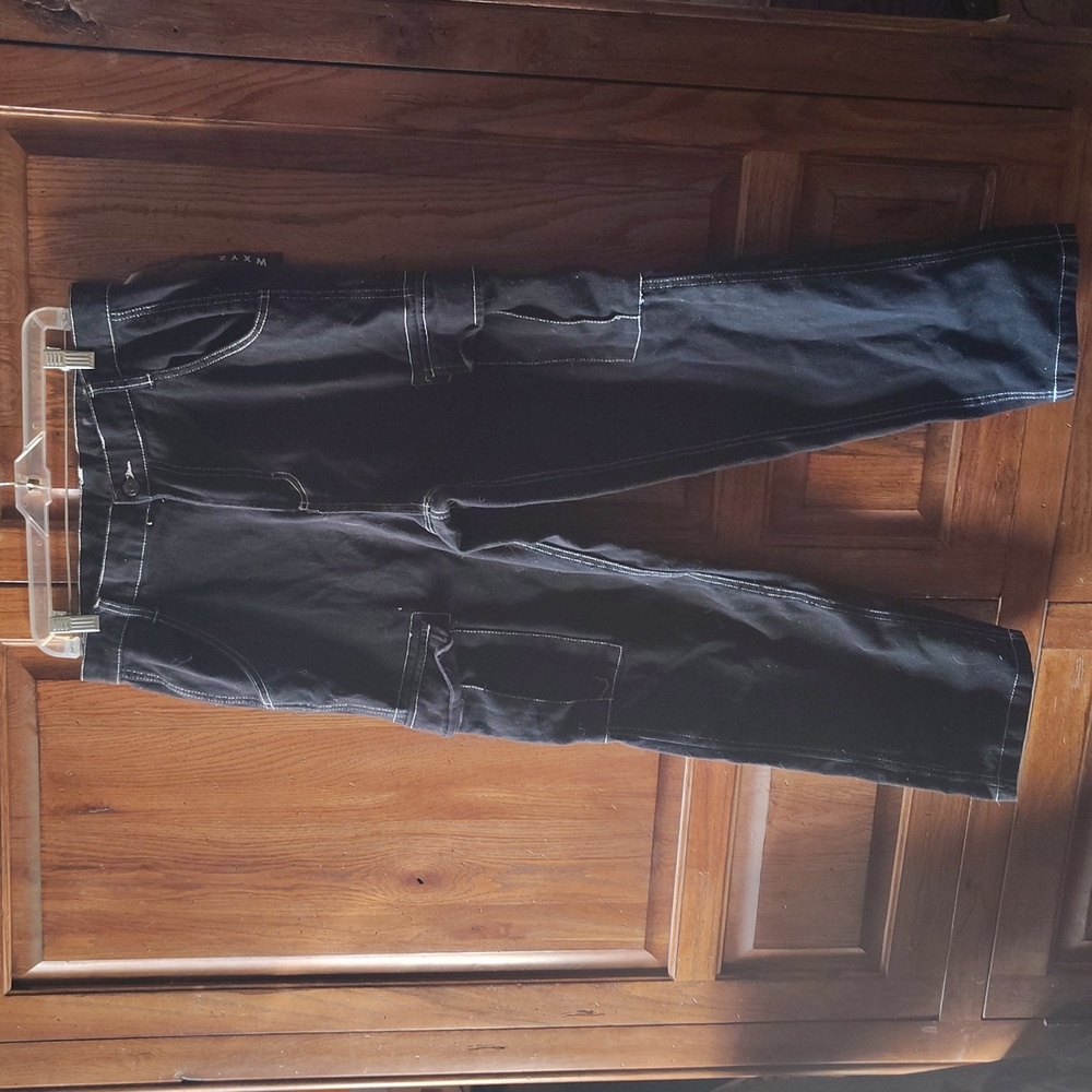 WXYZ Wide Legged Cargo Pants With Contrast Stitching